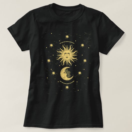 Celestial Mystical Sun Moon Gothic Boho Bohemisch T-Shirt (Design vorne)