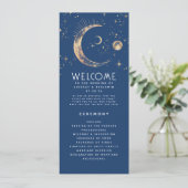 Celestial Navy Blue and Gold Hochzeitsprogramme Programm (Stehend Vorderseite)