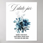 Celestial Navy Blue Floral Date Jar Sign Poster (Vorne)
