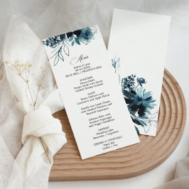 Celestial Navy Blue Floral Dinner Menu Card Einladung