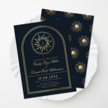Celestial Navy Blue Golden Monogram Boho