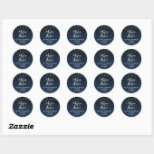 Celestial Navy Blue Starry Night Address Label Runder Aufkleber (Blatt)