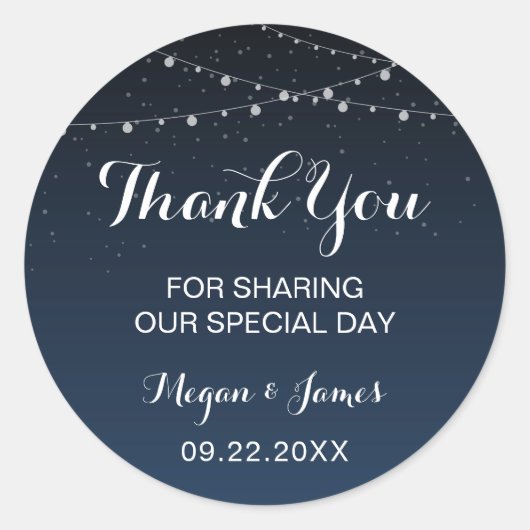 Celestial Navy Blue Starry Night Gastgeschenk Hoch Runder Aufkleber (Vorderseite)