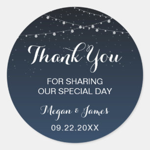 Celestial Navy Blue Starry Night Gastgeschenk Hoch Runder Aufkleber