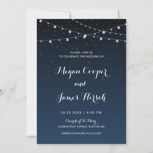 Celestial Navy Blue Starry Night Wedding Einladung (Vorderseite)