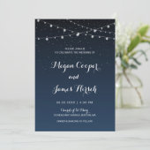 Celestial Navy Blue Starry Night Wedding Einladung (Stehend Vorderseite)