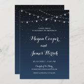 Celestial Navy Blue Starry Night Wedding Einladung (Vorne/Hinten)