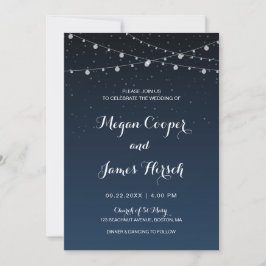 Celestial Navy Blue Starry Night Wedding Einladung