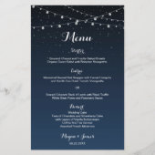 Celestial Navy Blue Starry Night Wedding Menu (Vorderseite)