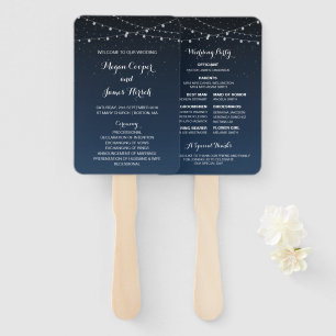 Celestial Navy Blue Starry Night Wedding Program Fächer