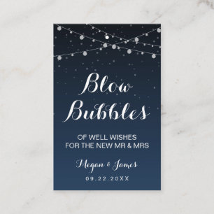 Celestial Navy Blue Stars Wedding Bubble Wand Tag