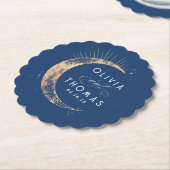 Celestial Navy Blue und Gold Stars Moon Wedding Untersetzer (angewinkelt)