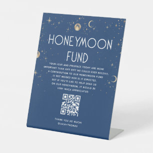 Celestial Navy Blue Wedding Honeymoon Fund Sockelschild