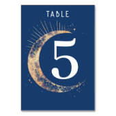 Celestial Navy Blue Wedding Tischnummer Card (Vorderseite)