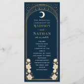 Celestial Navy Elegante Arch Art Nouveau Hochzeit Programm (Vorderseite)