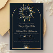 Celestial Navy Gold Esoteric Monogram Einladung