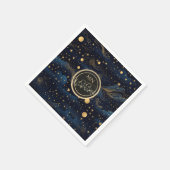 Celestial Navy Gold Monogram Wedding Serviette (Ecke)