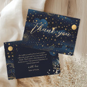 Celestial Navy Gold Wedding Dankeskarte
