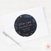 Celestial Navy Gold Wedding Favor Runder Aufkleber (Umschlag)
