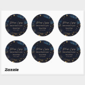Celestial Navy Gold Wedding Favor Runder Aufkleber (Blatt)
