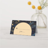 Celestial Navy Gold Wedding Platzkarte (Rückseite)