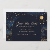 Celestial Navy Gold Wedding Save The Date (Vorderseite)