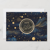Celestial Navy Gold Wedding Save The Date (Rückseite)