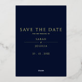 Celestial Navy Minimal Star Moon Foto Folieneinladung (Rückseite)