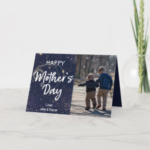 Celestial Navy Starry Nigh Mother's Day Foto Card Feiertagskarte