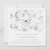 Celestial Navy Starry Night Moon Baby Shower Einladung (Vorderseite)