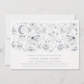 Celestial Navy Starry Night Moon Baby Shower Einladung (Vorderseite)
