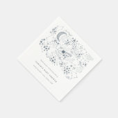 Celestial Navy Starry Night Moon Baby Shower Serviette (Ecke)