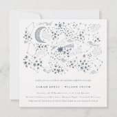 Celestial Navy Starry Night Moon Couples Dusche Einladung (Vorderseite)