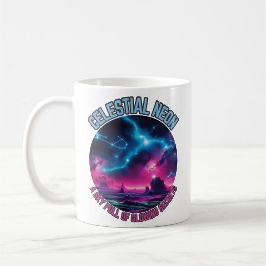 Celestial Neon - Ein Himmel voller leuchtender Geh Kaffeetasse (Links)