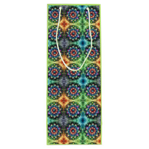 Celestial Neon Mandala Retro-Modern Geschenktüte Für Weinflaschen