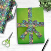 Celestial Neon Mandala Retro-Modern Ribbon Satinband