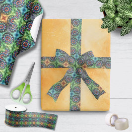 Celestial Neon Mandala Retro-Modern Ribbon Satinband