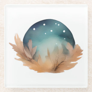 Celestial Nest Watercolor Abstrakt Glasuntersetzer
