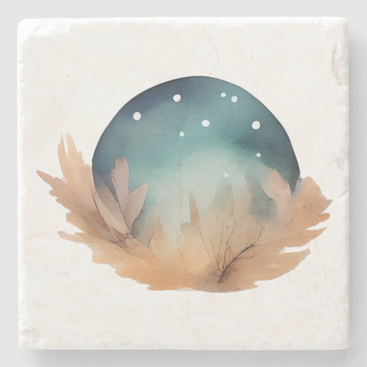 Celestial Nest Watercolor Abstrakt Steinuntersetzer (Vorderseite)