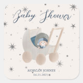 Celestial Niedlich Bear Baby Dusche Quadratischer Aufkleber (Vorderseite)