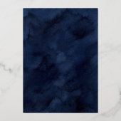 Celestial Night Sky Abend Wedding Blue & Gold Folieneinladung (Rückseite)