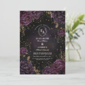 Celestial Night Sky Floral Wedding Einladung (Stehend Vorderseite)