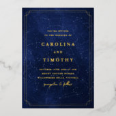 Celestial Night Sky Foil Einladung zur Hochzeit (Vorderseite)