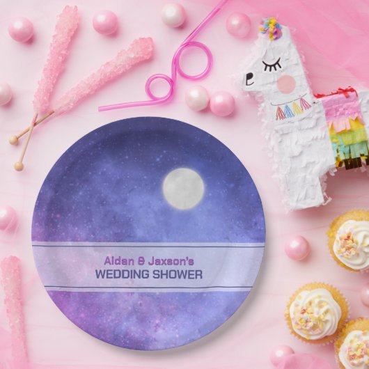 Celestial Night Sky Full Moon Polterabend Pappteller (Party)
