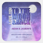 Celestial Night Sky Full Moon Polterabend Quadratischer Aufkleber (Vorderseite)