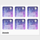 Celestial Night Sky Full Moon Polterabend Quadratischer Aufkleber (Blatt)