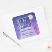 Celestial Night Sky Full Moon Polterabend Quadratischer Aufkleber (Umschlag)