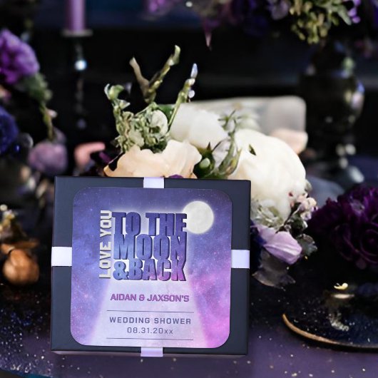 Celestial Night Sky Full Moon Polterabend Quadratischer Aufkleber