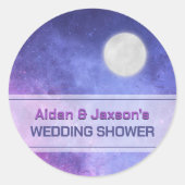 Celestial Night Sky Full Moon Polterabend Runder Aufkleber (Vorderseite)