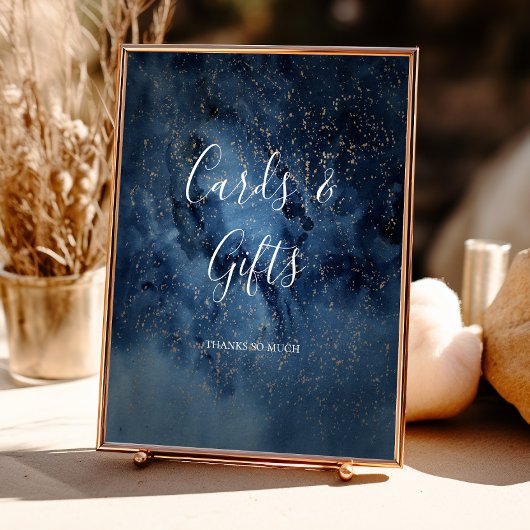 Celestial Night Sky | Gold Cards and Gifts Sign Poster